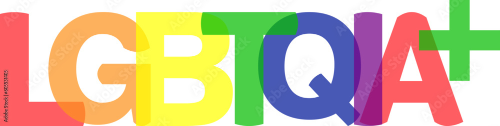 LGBTQIA+text Sign in pride colours LGBTQIA+text Sign in pride colours