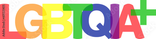LGBTQIA+text Sign in pride colours