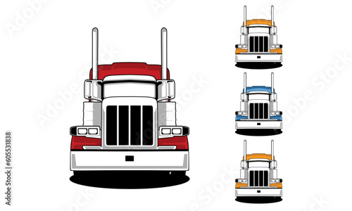 Heavy truck illustration logo template, Trucking company logo. Truck delivery or logistic logo industry vector