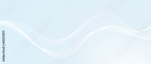 Undulate smooth wave lines design. Abstract flowing curved stripes template. White fluid shape on light teal blue background. Sea water, wind or air concept. Vector wallpaper