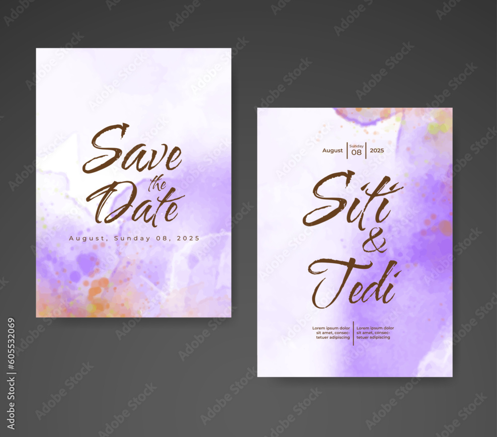 Wedding invitation with abstract watercolor background Wedding invitation with abstract watercolor background