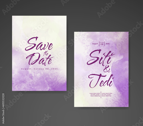 Wedding invitation with abstract watercolor background