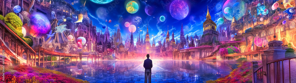 digital innovation, virtual reality, metaverse, fantastic worlds in the galaxy, made with Generative AI digital innovation, virtual reality, metaverse, fantastic worlds in the galaxy, made with Generative AI
