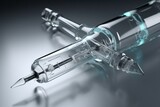 3D medical syringe and vial on white background. Generative AI