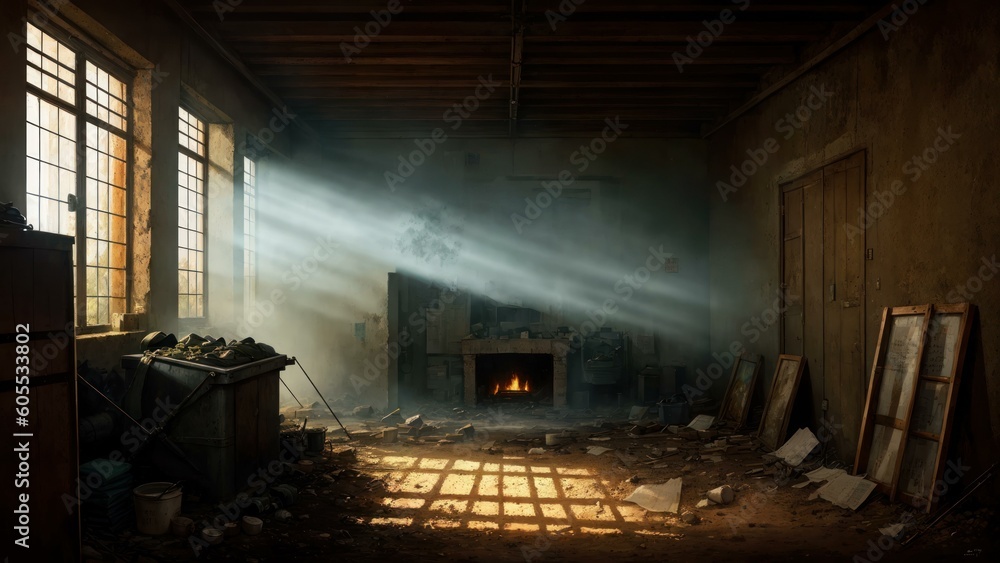 a room with a fireplace. Ai llustration. digital painting. Artificial Intelligence Artwork a room with a fireplace. Ai llustration. digital painting. Artificial Intelligence Artwork