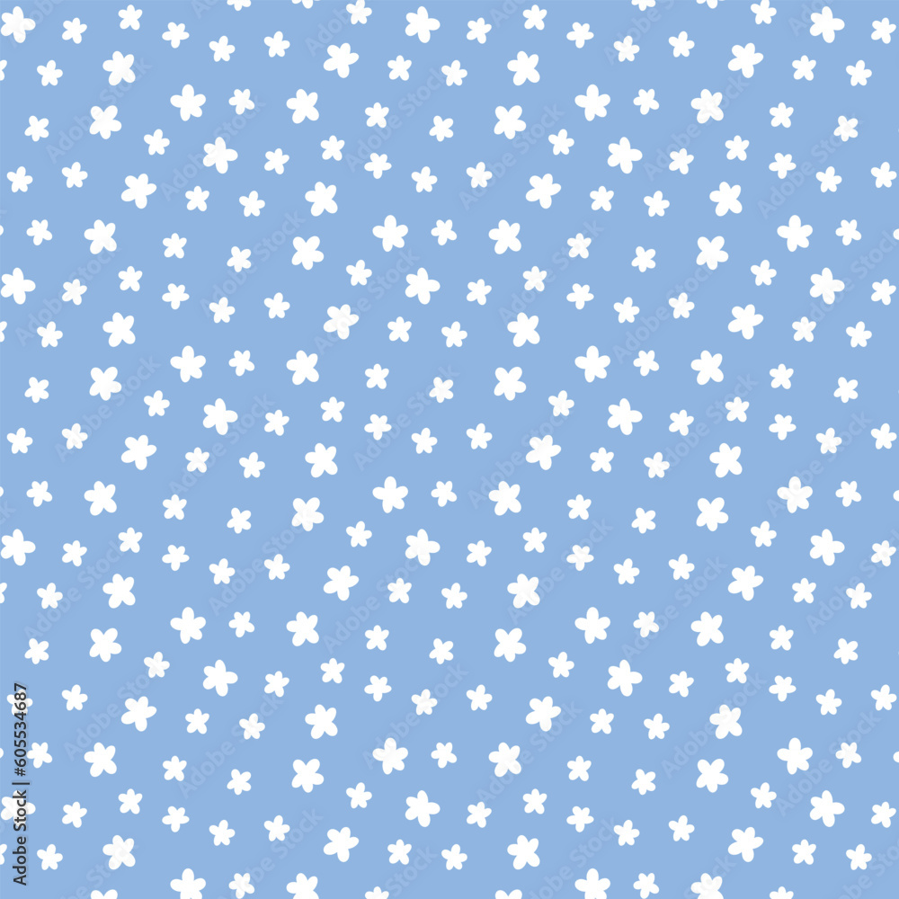 Cute seamless pattern with small flowers. Vector illustration. Kids minimalist print with daisies. Flat style. Spring pattern with blooming flowers. Cute seamless pattern with small flowers. Vector illustration. Kids minimalist print with daisies. Flat style. Spring pattern with blooming flowers.