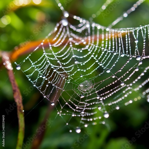 Spider Web with Morning Dew, Generative AI