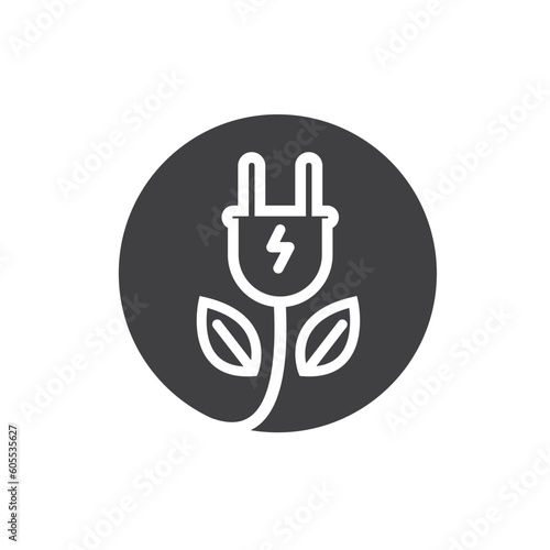 electric cord leaf vector icon of eco energy saver concept design template