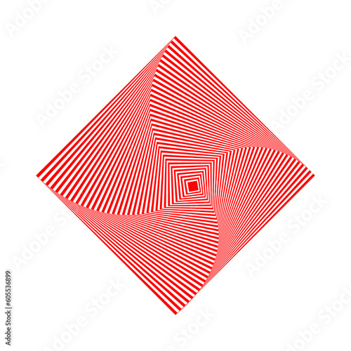 Red optical illusion quilted square spiral vector illustration
