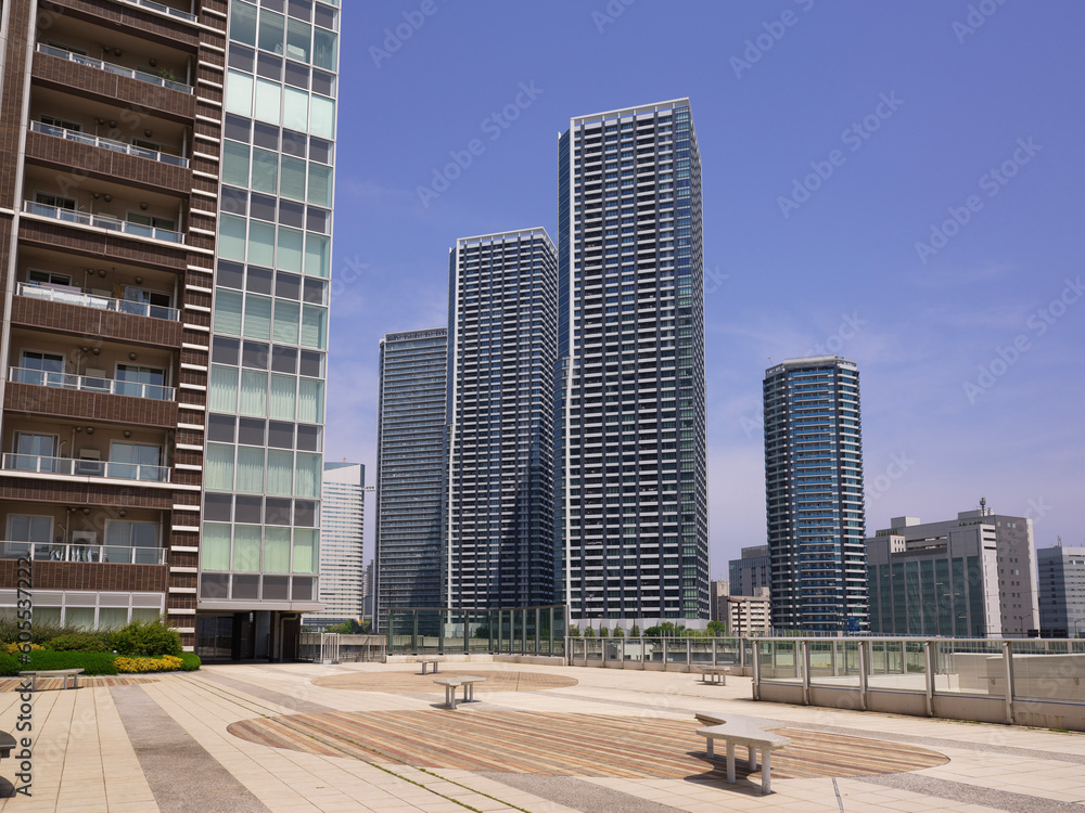 Taken in May 2023 of tower apartments near Harumi and Kachidoki, Chuo-ku, Tokyo.