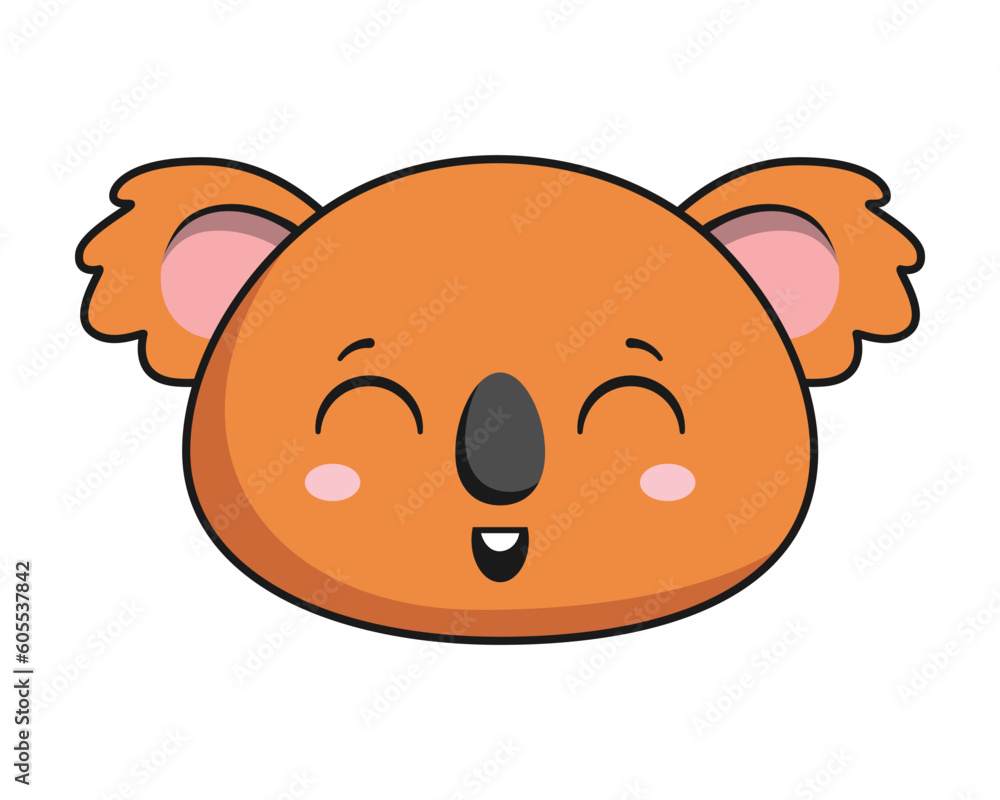 Koala Grinning Face Brown Koala Sticker Kawaii Isolated Koala Grinning Face Brown Koala Sticker Kawaii Isolated