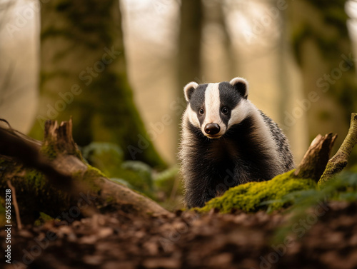 A Badger in Nature with a Shallow Depth of Field   Generative AI © Nathan Hutchcraft