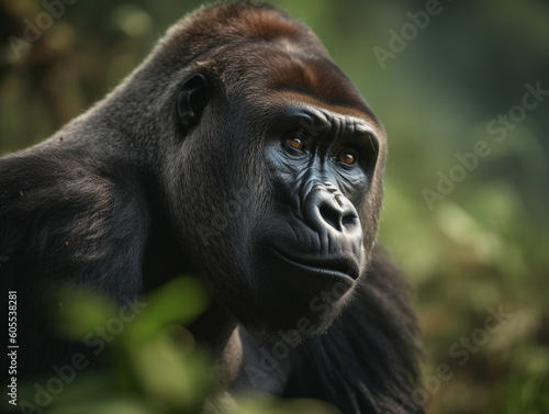 A Gorilla in Nature with a Shallow Depth of Field   Generative AI © Nathan Hutchcraft