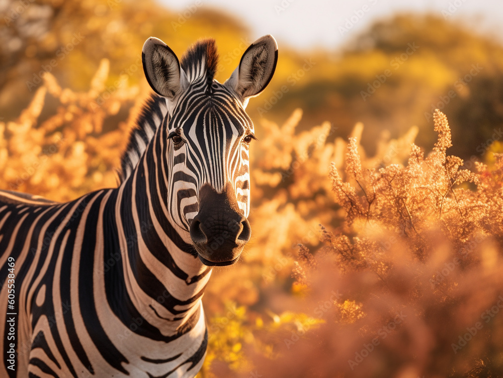 Fototapeta premium A Zebra in Nature with a Shallow Depth of Field | Generative AI