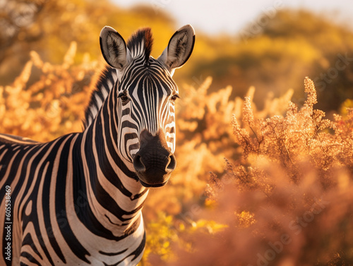 A Zebra in Nature with a Shallow Depth of Field   Generative AI
