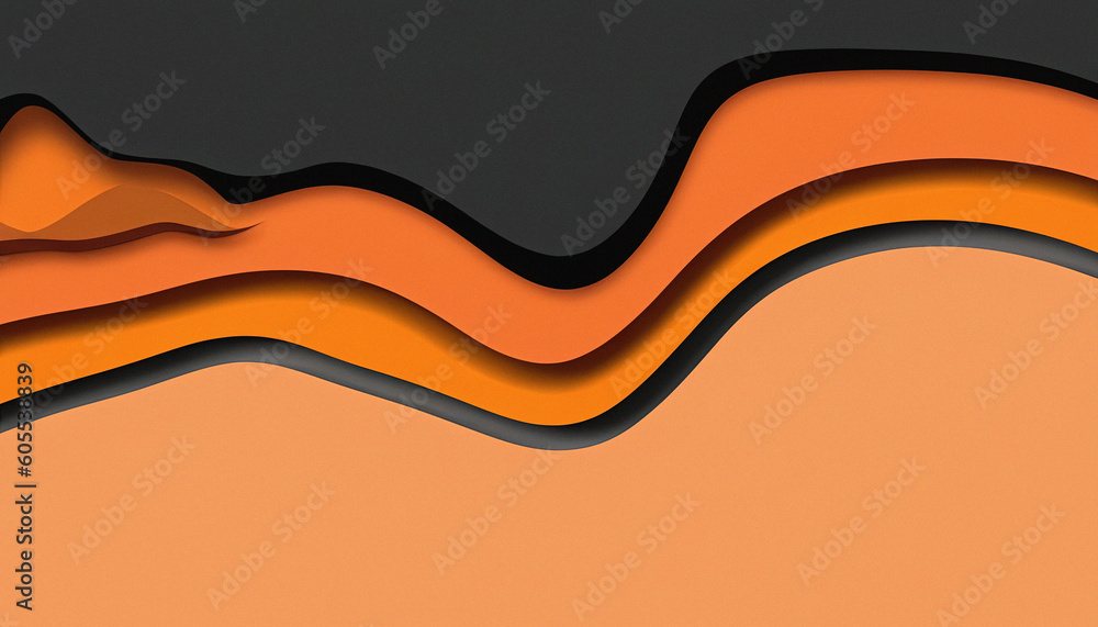 Paper Cut Background with Orange and Black Color Layers and 3D Effect ...