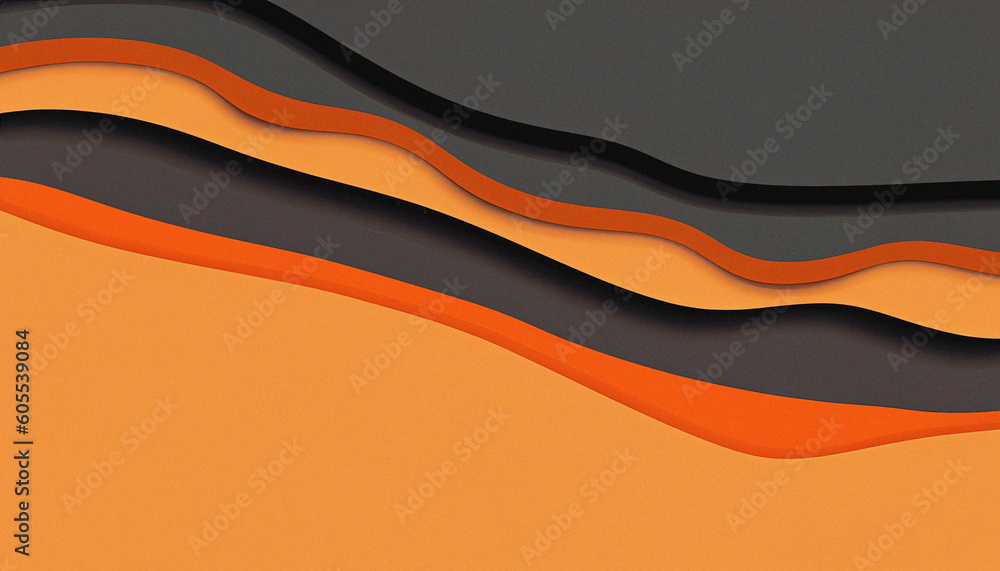 Paper Cut Background with Orange and Black Color Layers and 3D Effect ...