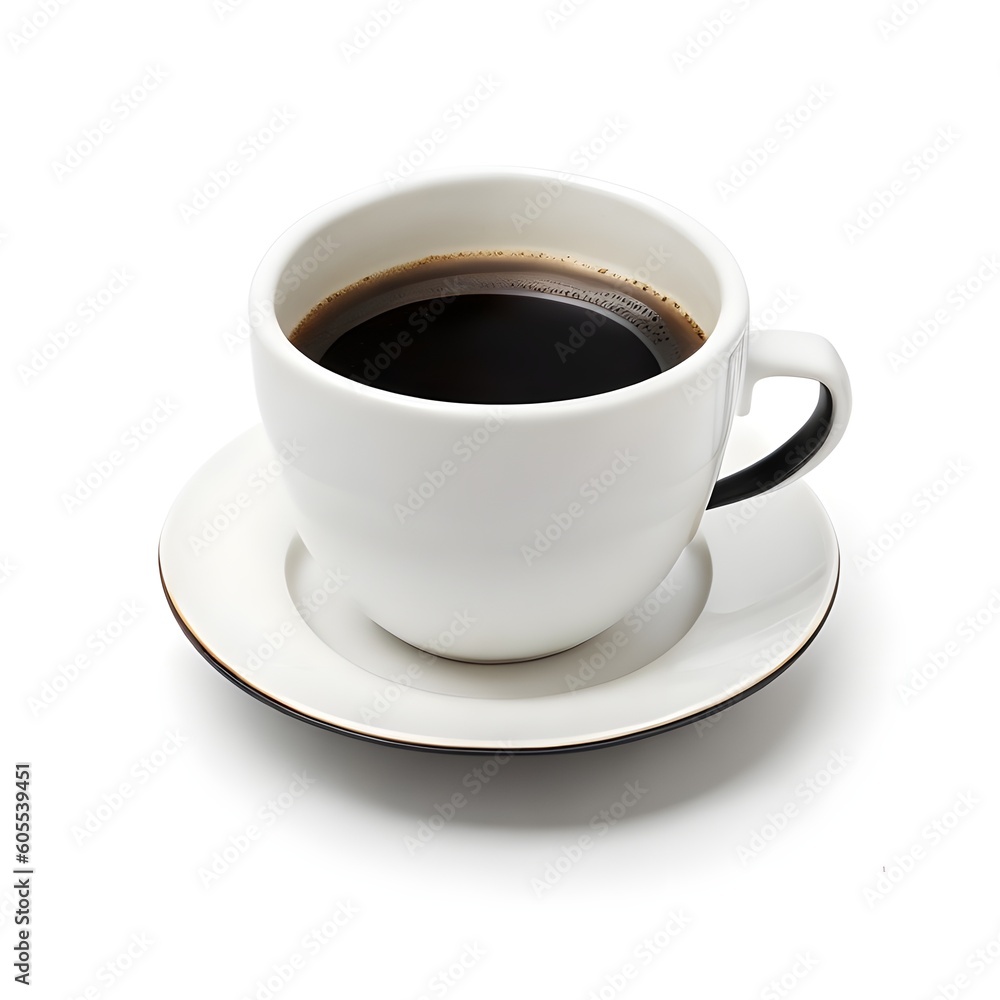 Top View of Steaming Hot Black Coffee Filled Ceramic Mug on White Background Top View of Steaming Hot Black Coffee Filled Ceramic Mug on White Background