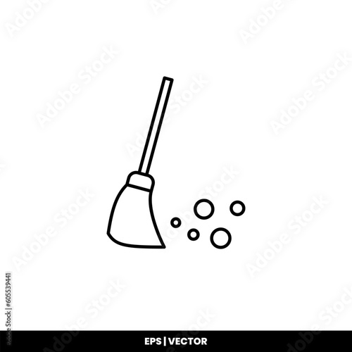 Broom icon vector illustration logo template for many purpose. Isolated on white background.