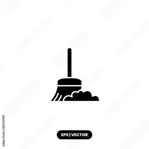 Broom icon vector illustration logo template for many purpose. Isolated on white background.
