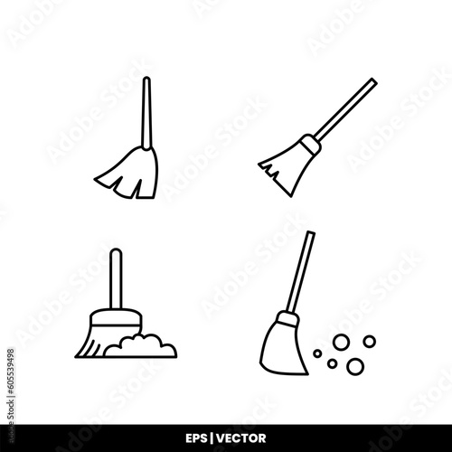 Broom icon vector illustration logo template for many purpose. Isolated on white background.