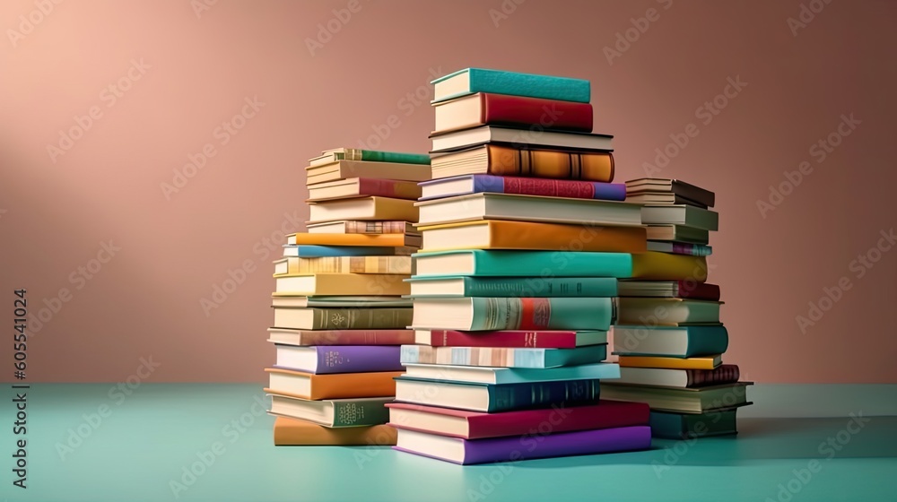 World book day with collection of stack of books on clean background World book day with collection of stack of books on clean background