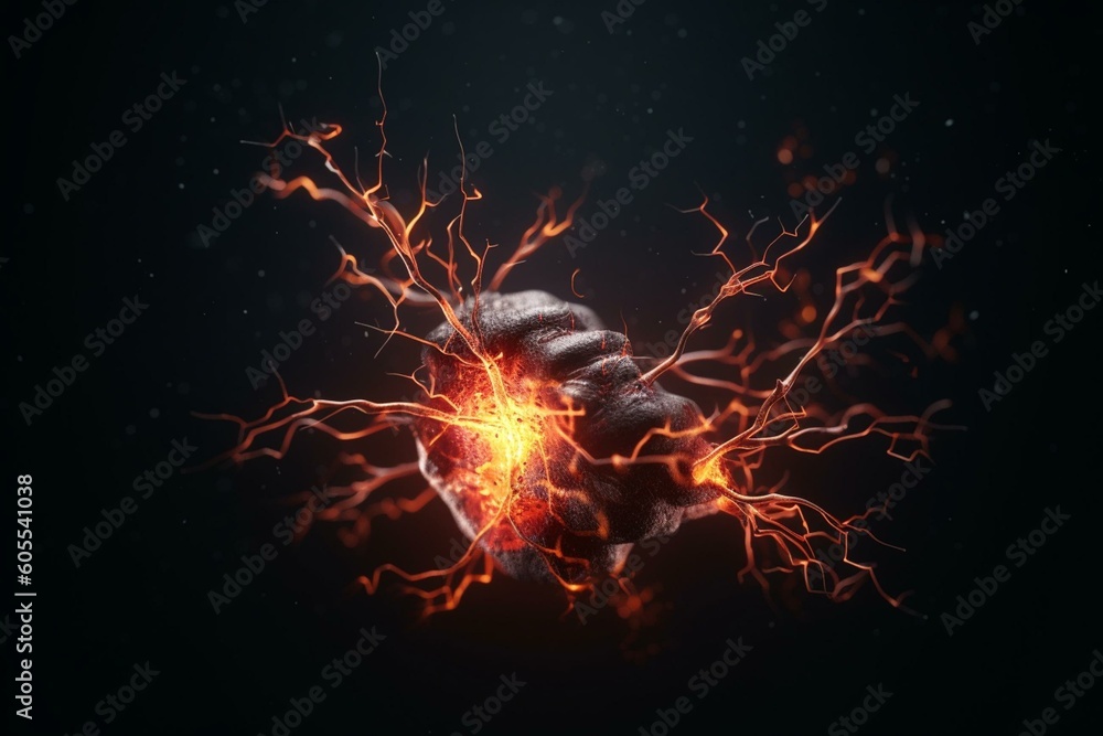 Illustration of a firing neuron. Generative AI