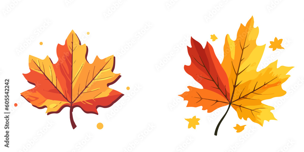 collection beautiful colorful autumn leaves vector - obrazy, fototapety, plakaty 