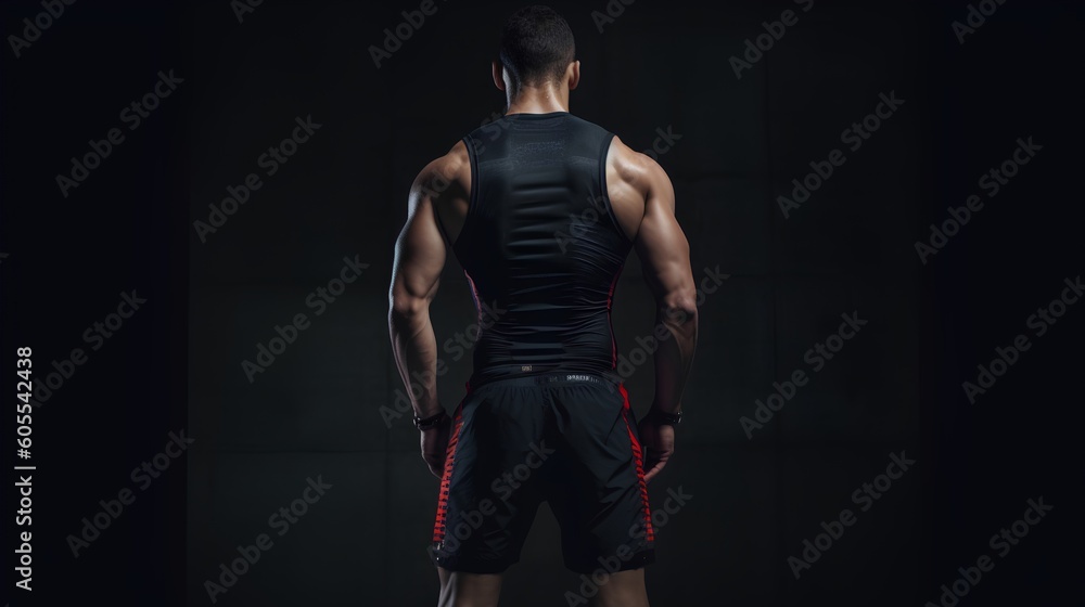 Sports performance concept,back view of an athlete. Minimal background with copy space for additional text. Sense of determination, strength, and readiness for the competition. Generative AI Sports performance concept,back view of an athlete. Minimal background with copy space for additional text. Sense of determination, strength, and readiness for the competition. Generative AI