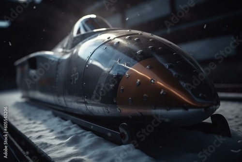 Fotografering High-speed bobsleigh on ice. Generative AI