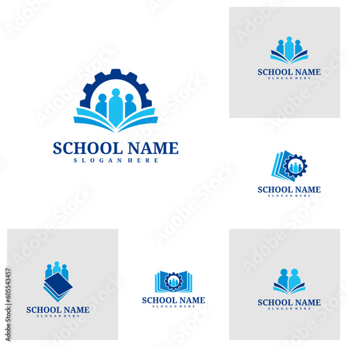 Set of People Book logo template, Creative People logo design vector, Book logo concepts