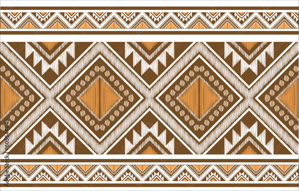Geometric ethnic oriental pattern traditional Design for background,carpet,wallpaper,clothing,wrapping,Batik,fabric,Vector embroidery style. 