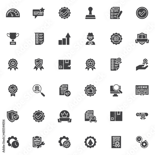 Quality control vector icons set