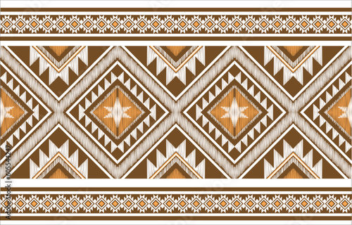 Geometric ethnic oriental pattern traditional Design for background,carpet,wallpaper,clothing,wrapping,Batik,fabric,Vector embroidery style. 
