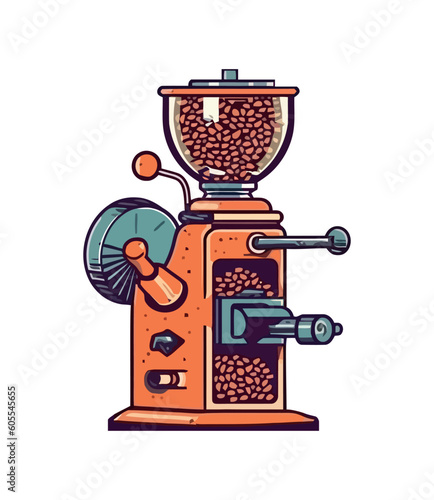 Old fashioned coffee maker with beans