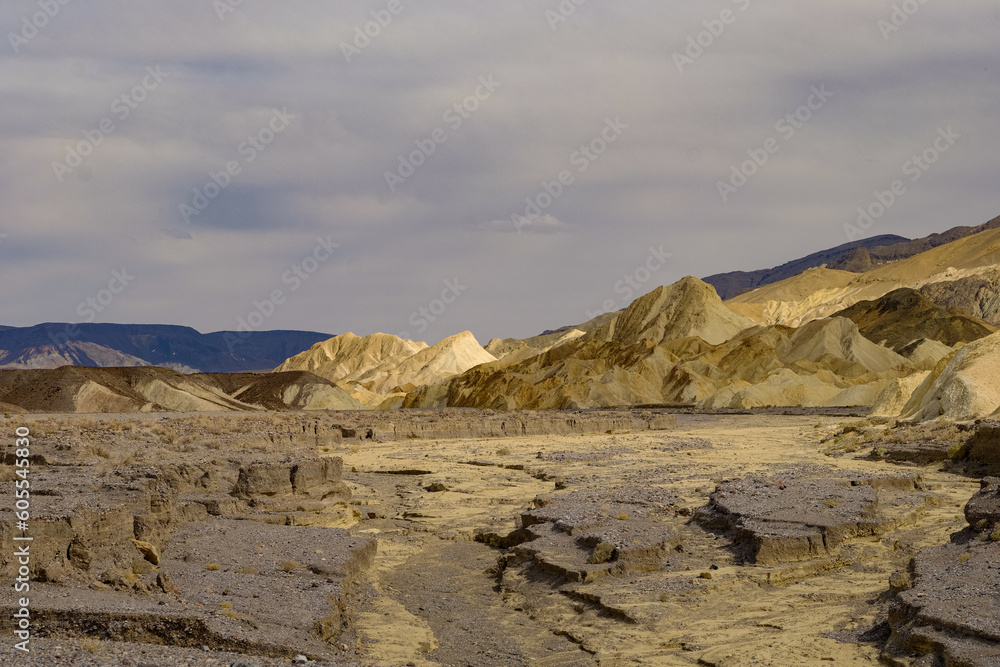 The arid desert of Death Valley with the many rain created gullies