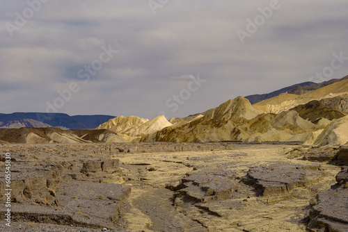 The arid desert of Death Valley with the many rain created gullies