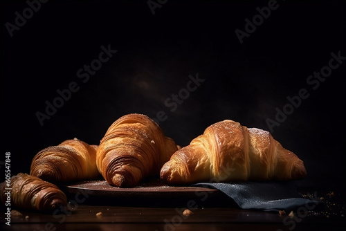 Croissants on a dark background