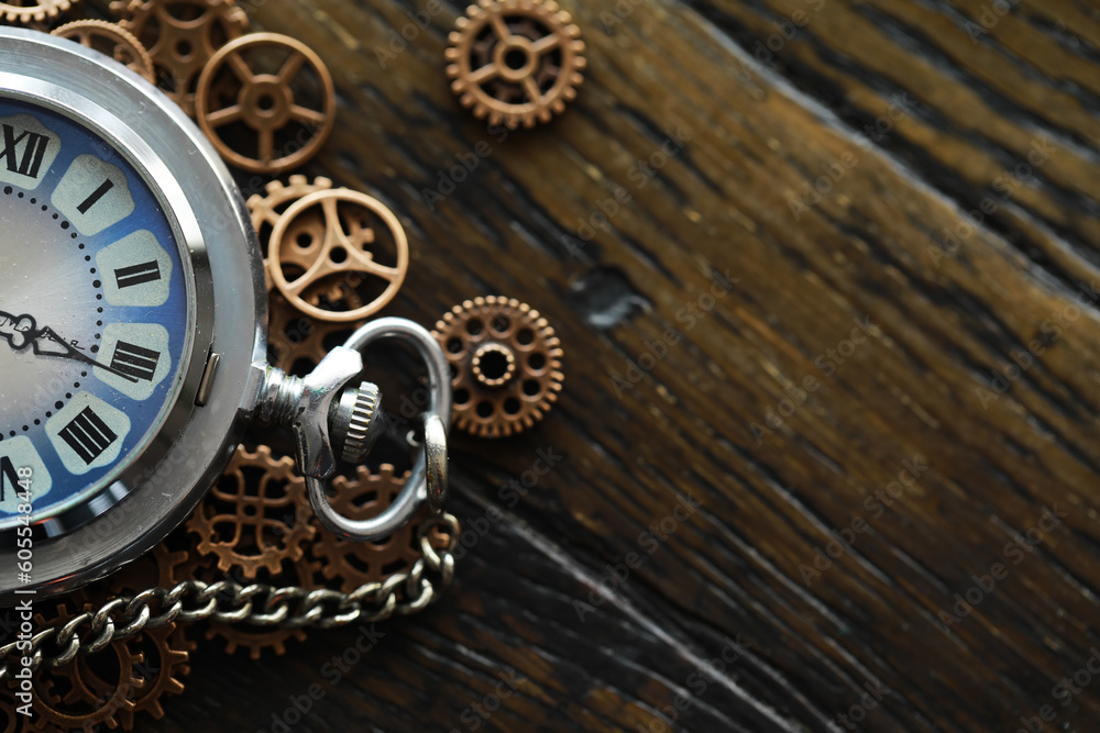 Old clock macro. Closeup of gears from clock works. rusty mechanism in the old clock Old clock macro. Closeup of gears from clock works. rusty mechanism in the old clock