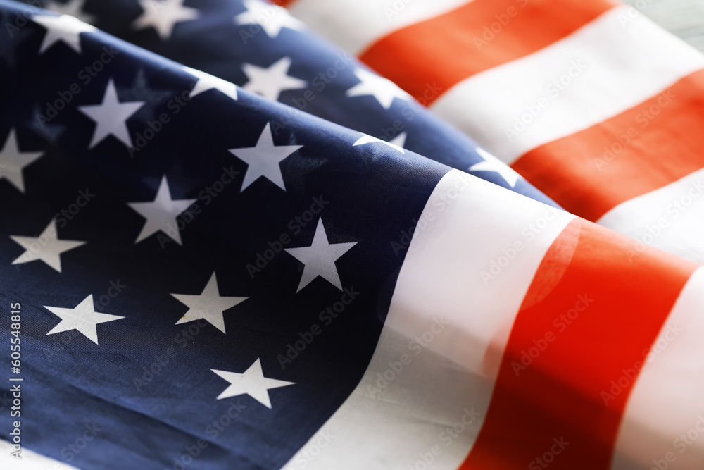 Fototapeta premium American Flag Wave Close Up for Memorial Day or 4th of July