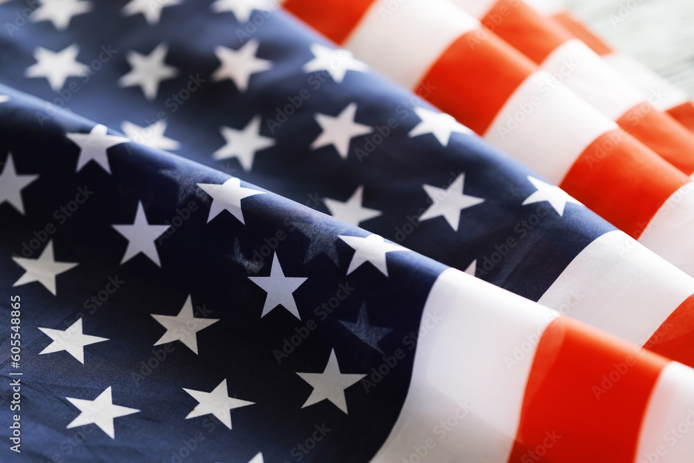 Fototapeta premium American Flag Wave Close Up for Memorial Day or 4th of July
