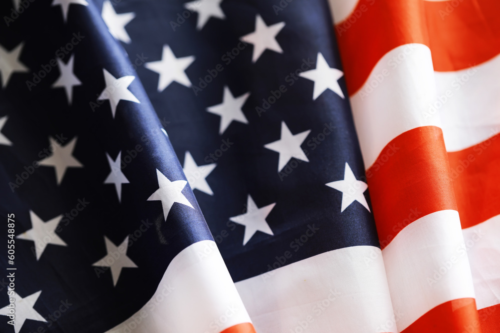 Fototapeta premium American Flag Wave Close Up for Memorial Day or 4th of July