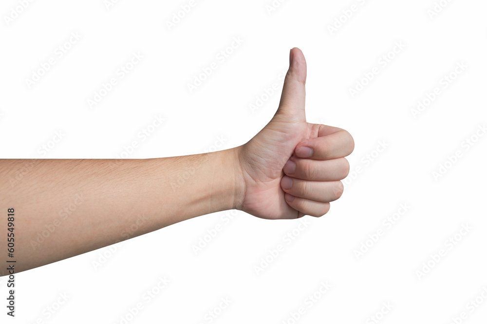 Hand gesture isolated on white background.