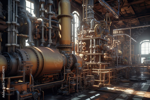 Industrial retro interior with a boho chic atmosphere, generative ai