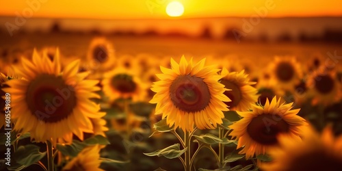 Sunflower field at golden h...