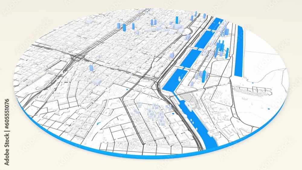 Vidéo Stock 3d Model Buenos Aires Map Background Loop Spinning Around Argentina City Air 8384