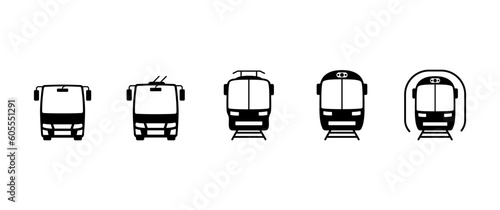 Simple car icon collection isolated on a white background. Front view symbol cars sharing or delivery  icons. Flat  vector illustration.