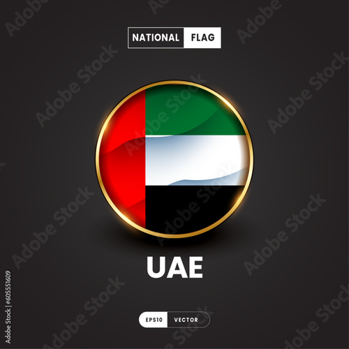 Flag of Uni Arab Emirates UAE vector illustration. Asia Flag 3D EPS10