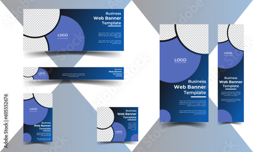 Web Banner layout set for website or cover with gradient color. 