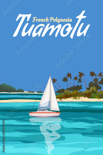 Obraz na plátne Tuamotu French Polynesia islands travel resort poster
